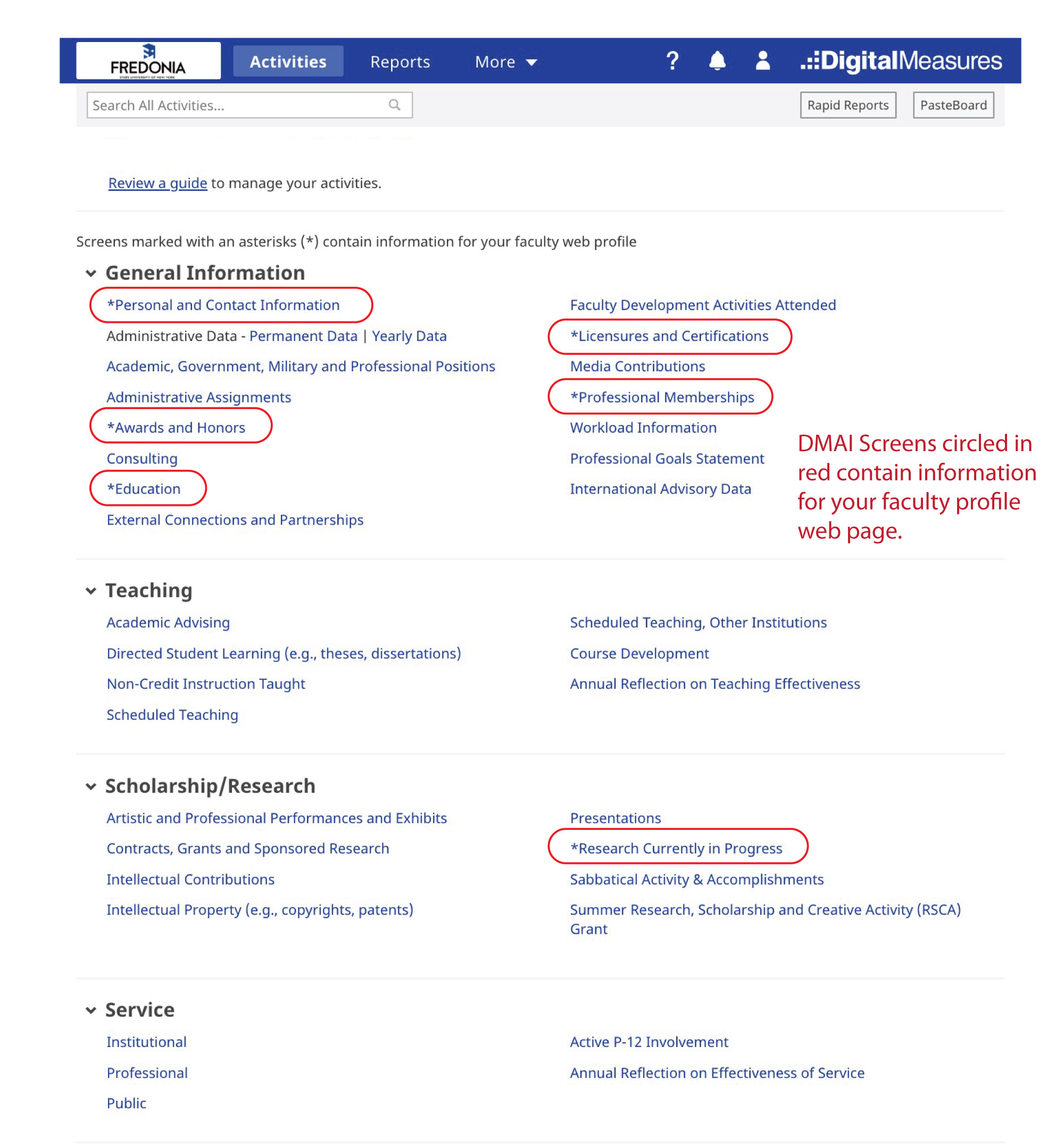 DMAI Faculty Profile Fields