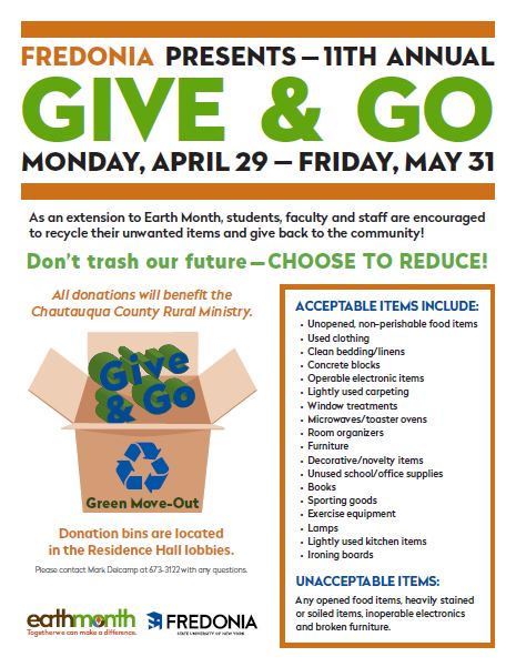 Give and Go runs April 29 through May 30 in all Residence Halls