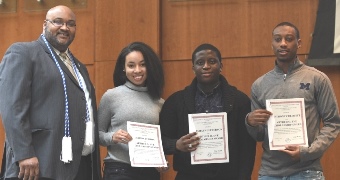 Mr. White and 2016 Arthur O. Eve Scholarship Recipients - Jelissa, Deshaun, and Anthony