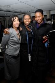 EOP counselors Rachel Skemer and Dinecia Pierre-Louis with Alaysia, one of the musical performers