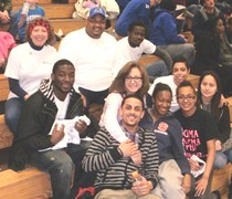 EDP staff, students, and alumni at basketball game