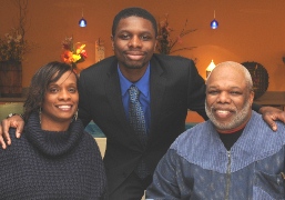 Kenneth Dawson, Gregory Antonio Scholarship recipient, and his parents