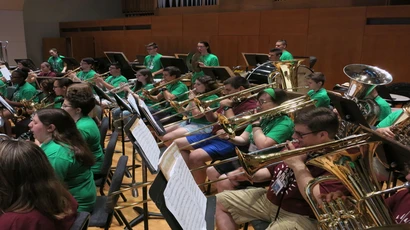 The School of Music's summer music festival brass section