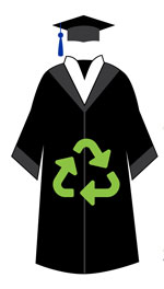 academic robe with recycling symbol