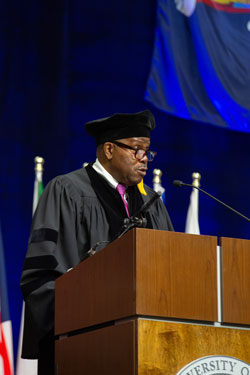 Judge James A.W. McLeod gives his message to graduates