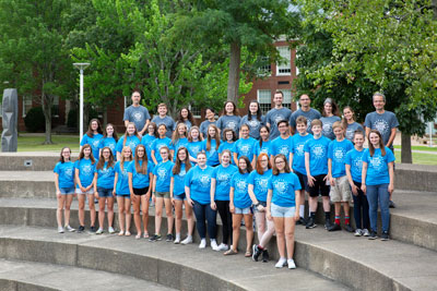 group photo of students attending summer string camp