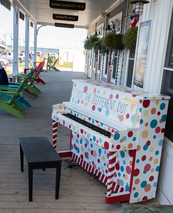 street piano in place on boardwalk