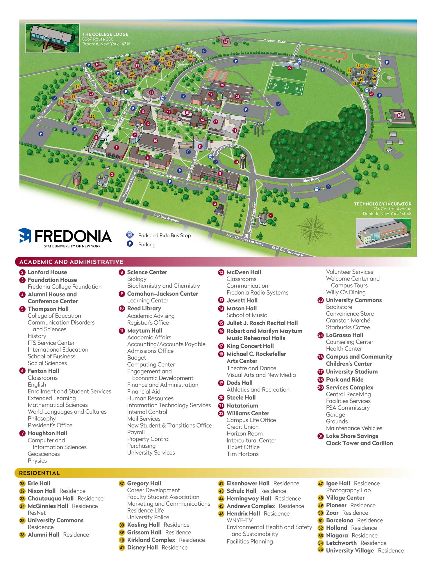 Campus map of State University of New York at Fredonia