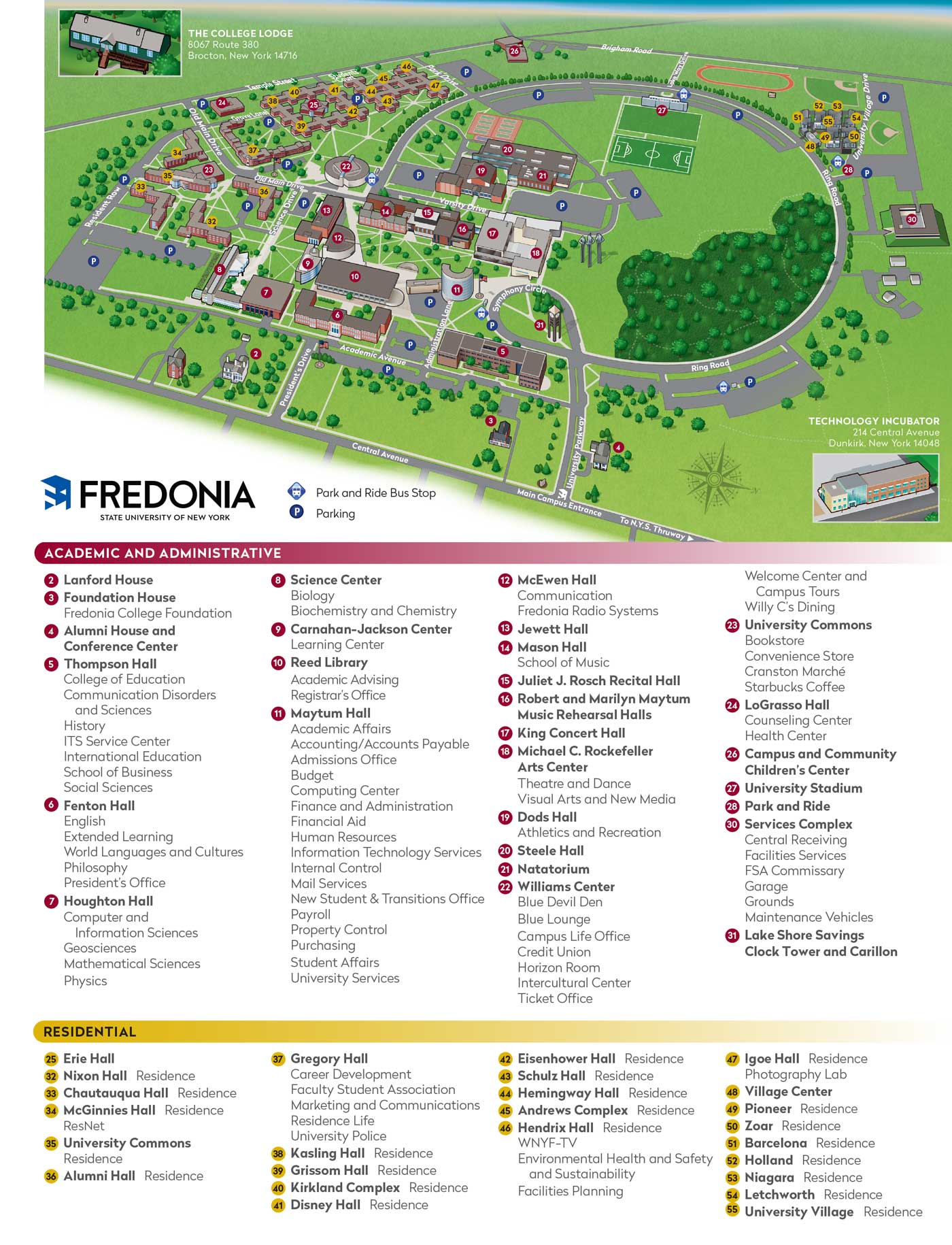 Campus map of State University of New York at Fredonia