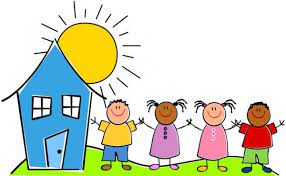 Cartoon Clipart of Children outside