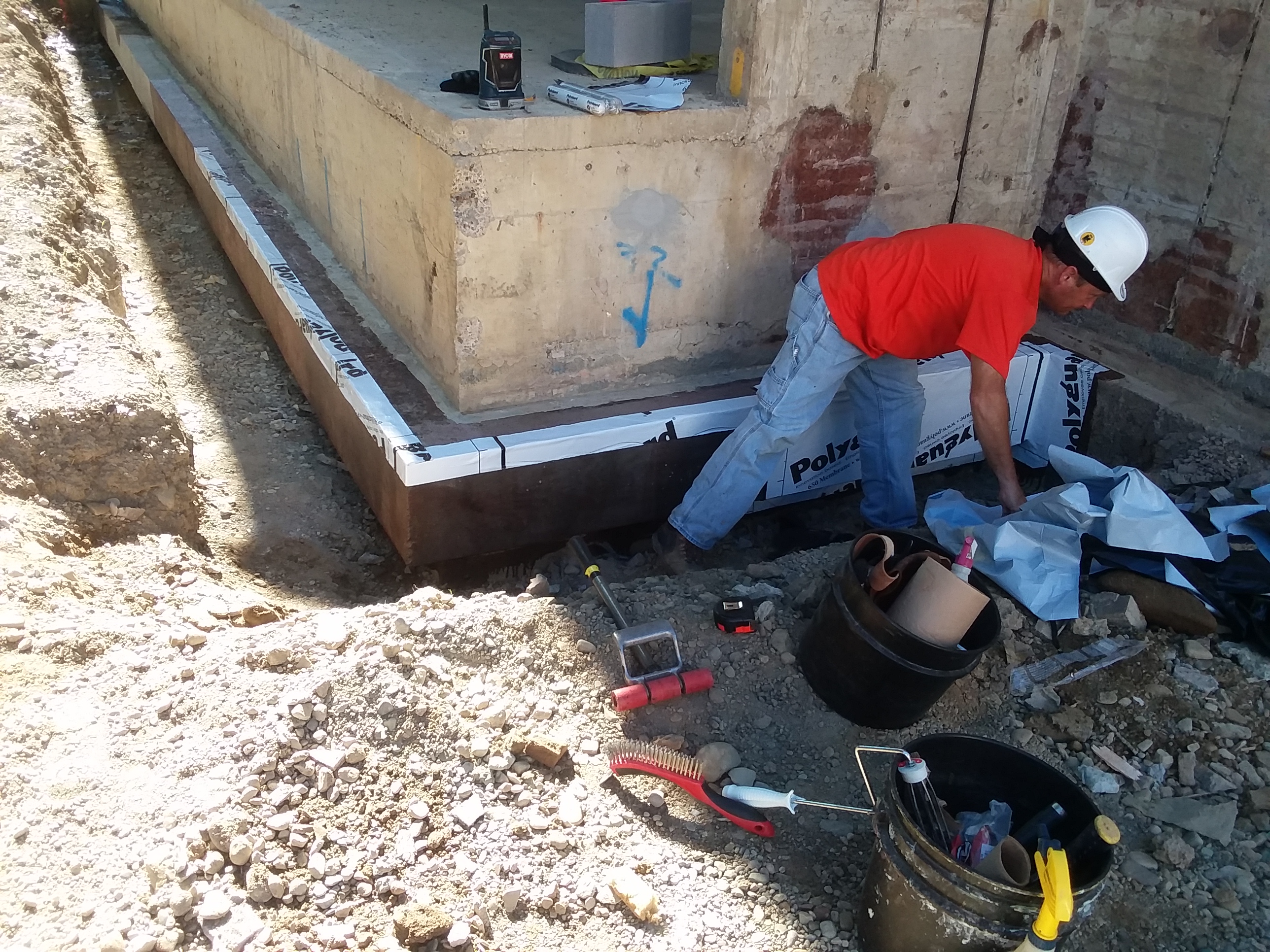 water proofing under brick shelf