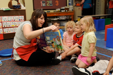 Preschool clinician with children, Fredonia, Preschool