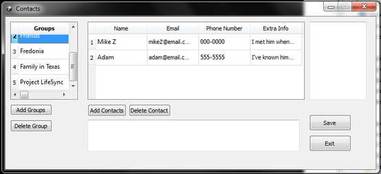 Contacts in Lifesync