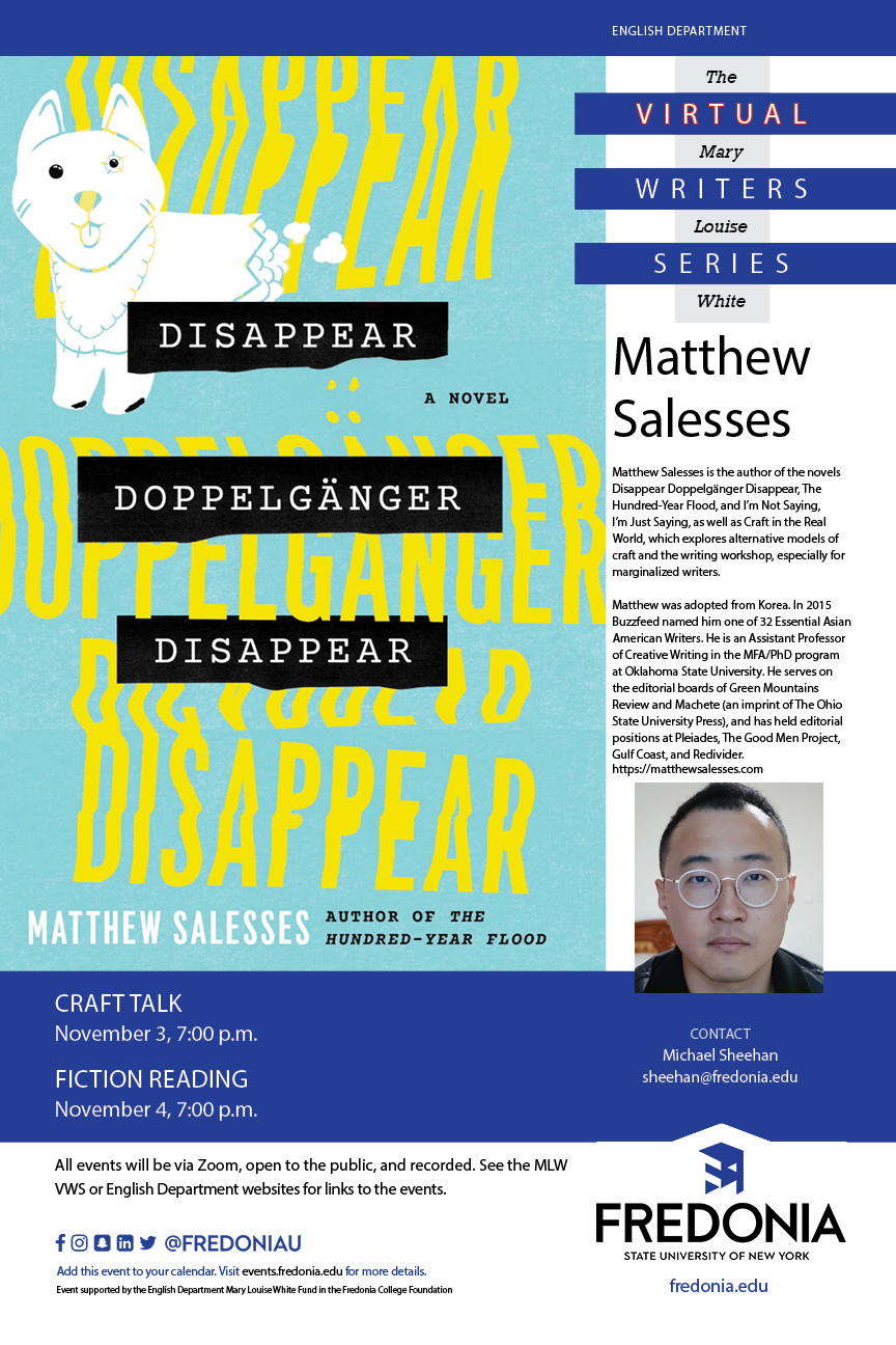 November 2021 Mary Louise White Visiting Writers Series: Matthew Salesses