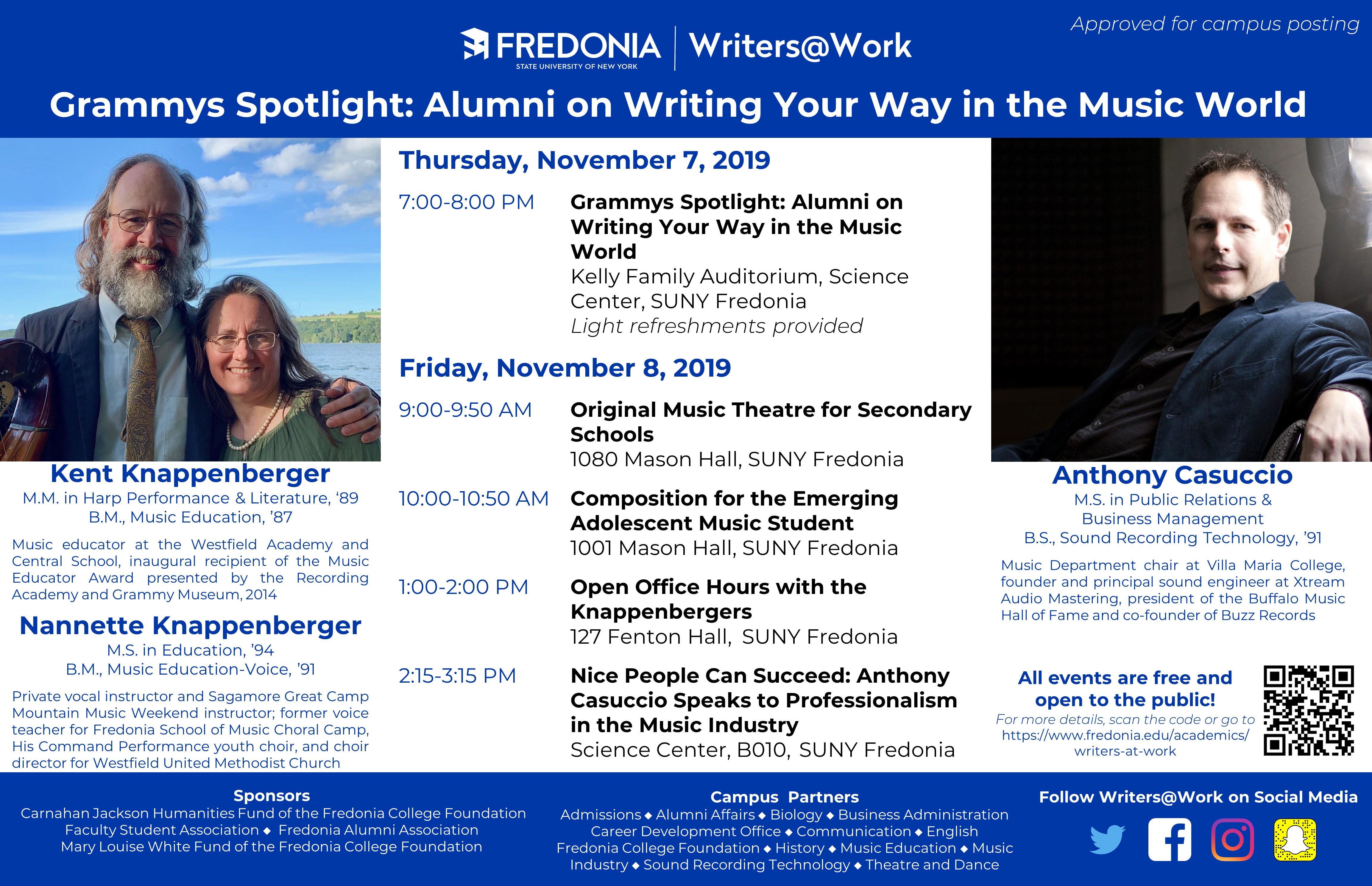 Grammys Spotlight: Alumni on Writing Your Way in the Music World”: Anthony Casuccio, Kent Knappenberger, Nannette Knappenberger, November 2019