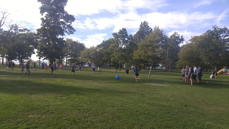 Annual kickball game -- upperclass won (again)!