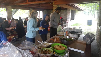 Angela and students at picnic.