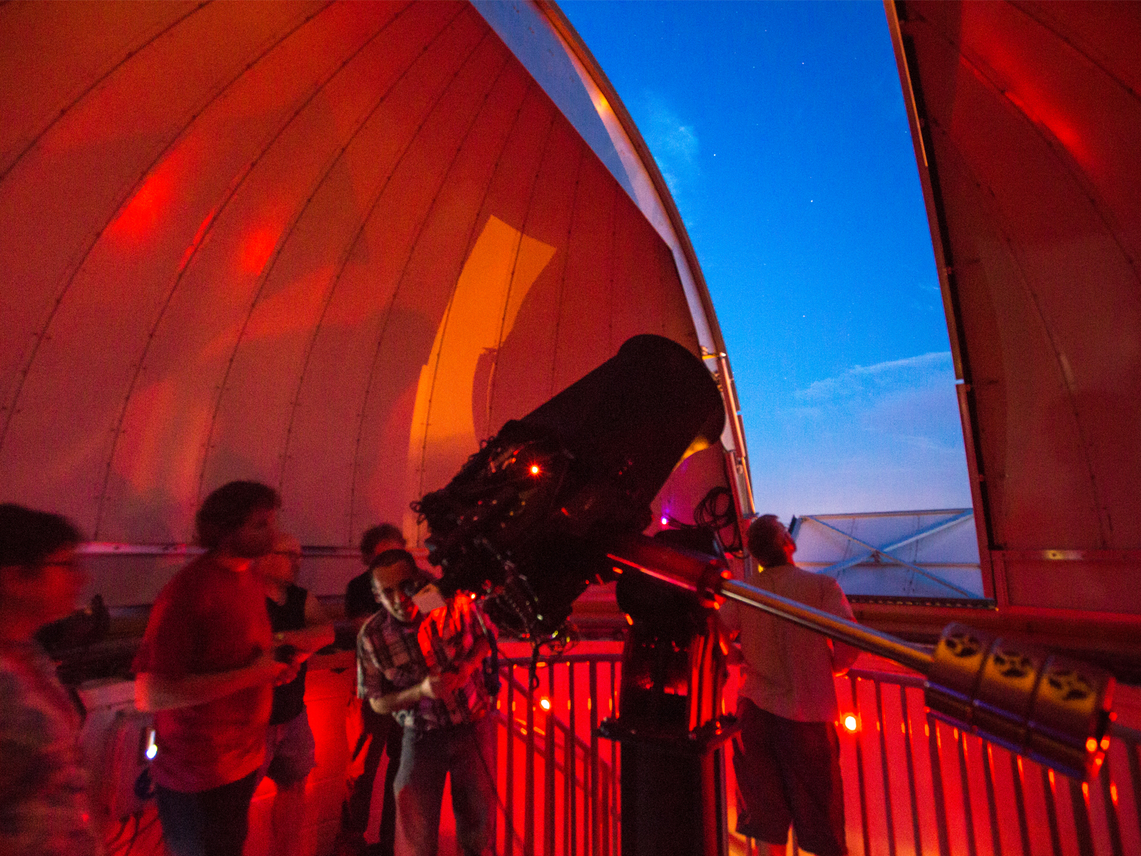 Looking through the telescope in the Observatory