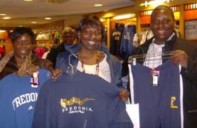 Audrey and family shopping in the FSA Bookstore.