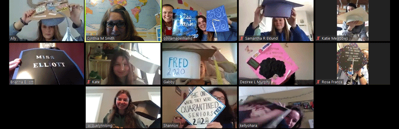 students with handmade mortarboards