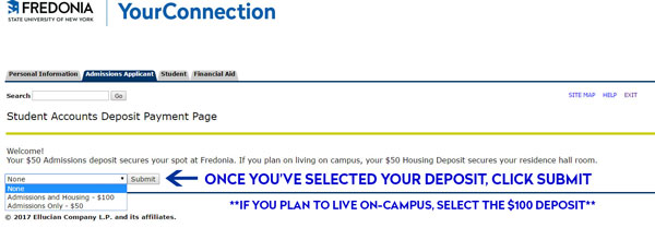 Click Submit, or Choose $100 Deposit