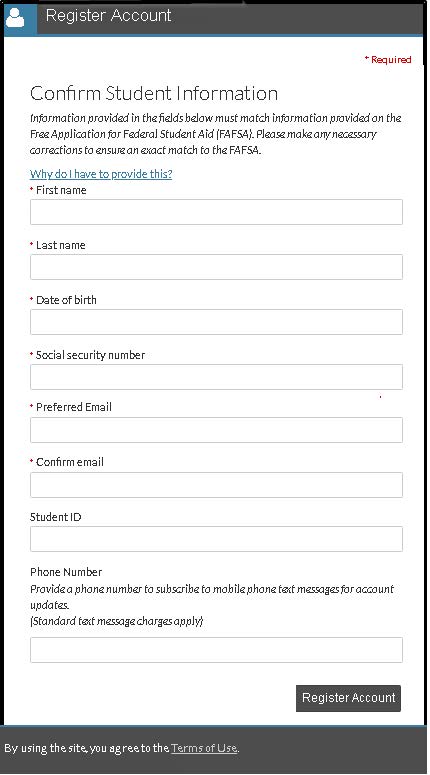 Confirm Student Information Screenshot