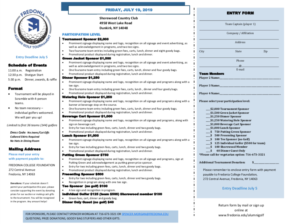 Download the Golf Registration Form