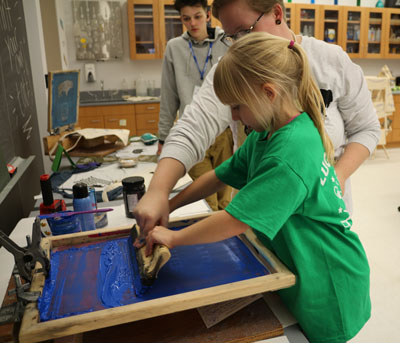 children making crafts at the maker faire