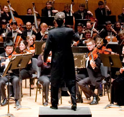 David Rudge directs the College Symphony Orchestra