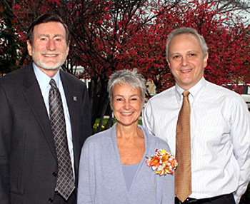 Photo of Homecoming award winners and President Hefner