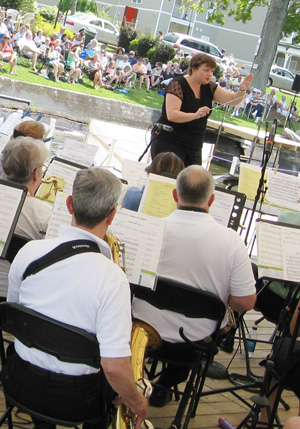 New Horizons Band under Director Katheriine Levy performs in Bemus Point, NY
