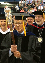 Walther Barnard carries the Mace at Commencement