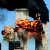 september 11th twin towers burning
