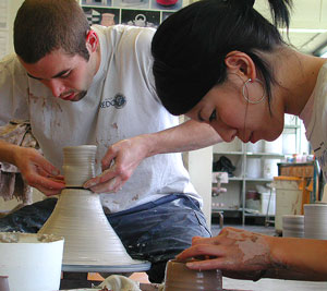 Photo of students in Ceramics Studio
