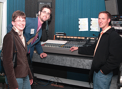 Alumni tour WCVF radio station on Homecoming Weekend