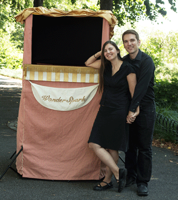 puppeteers in front of stage