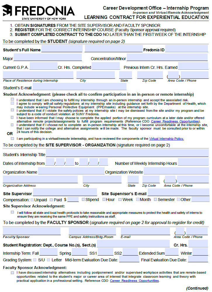 Learning Contract - page 1