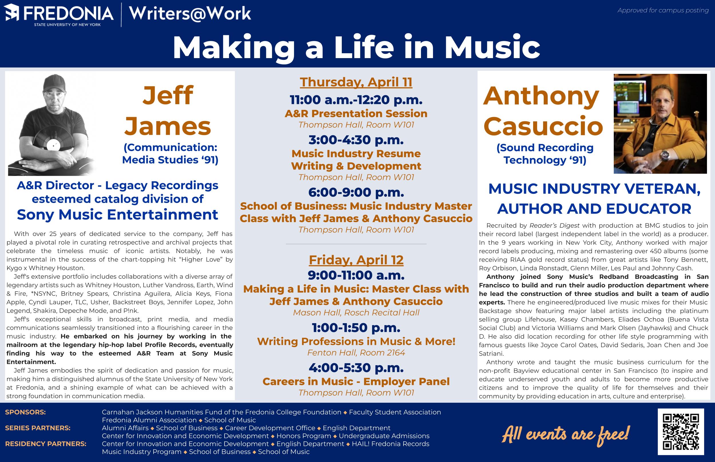 Writers @ Work Event Flyer - April 11-12