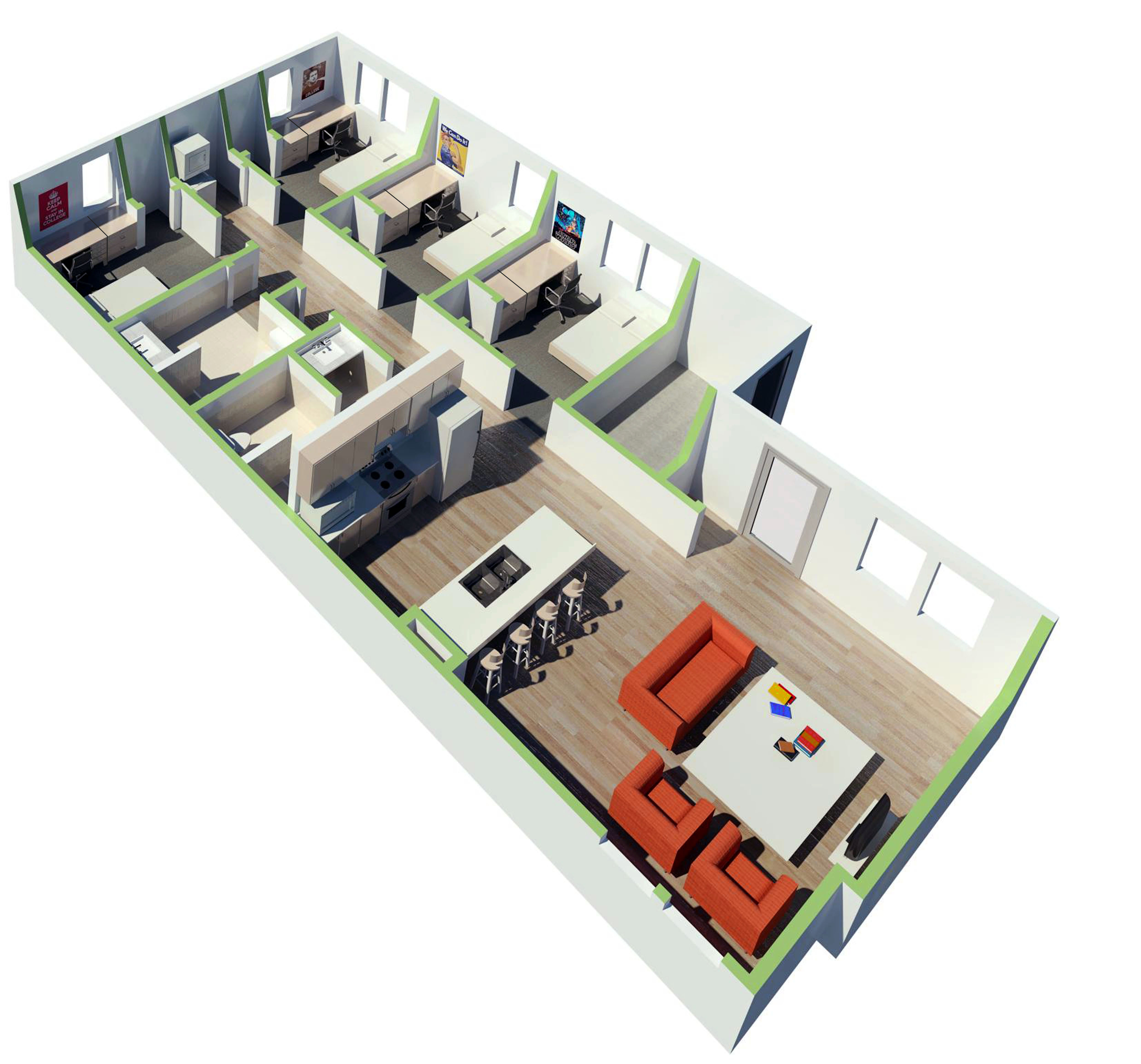 One story townhouse floor plan