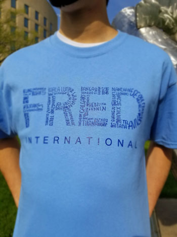 student wearing t-shirt