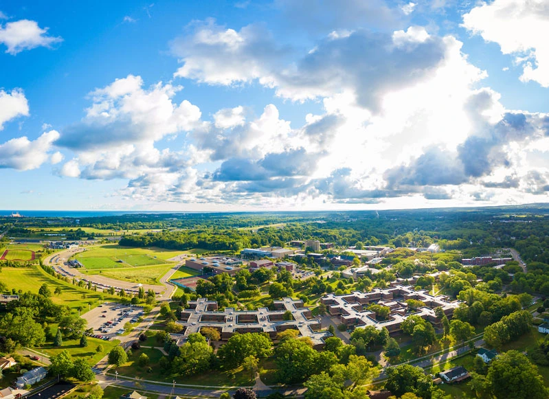 aerial photo of campus