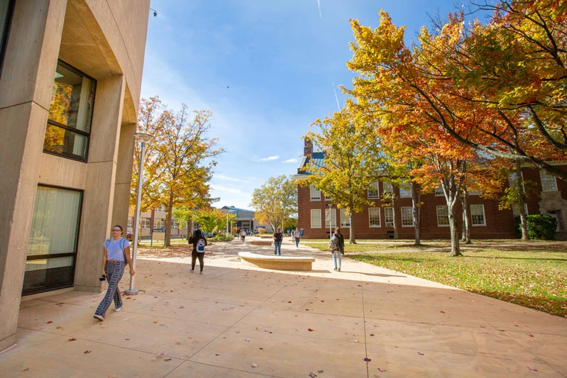 campus scene in the fall