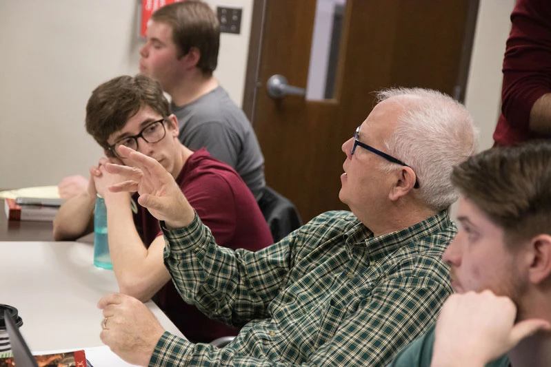 Dr. John Staples leads class discussion, History major, Social Studies major