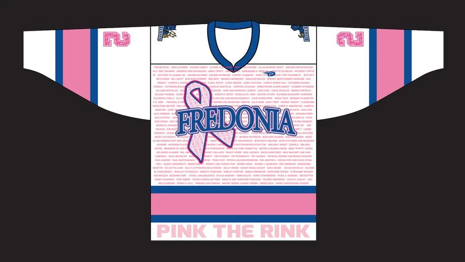 hockey jersey for Pink the Rink event in 2023, hockey team