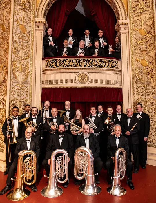 brass players on stage