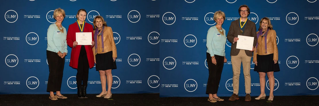 Jules K.A. Hoepting and Anders Lewis with Vice Provost Judy Horowitz and SUNY Interim Chancellor Deborah F. Stanley