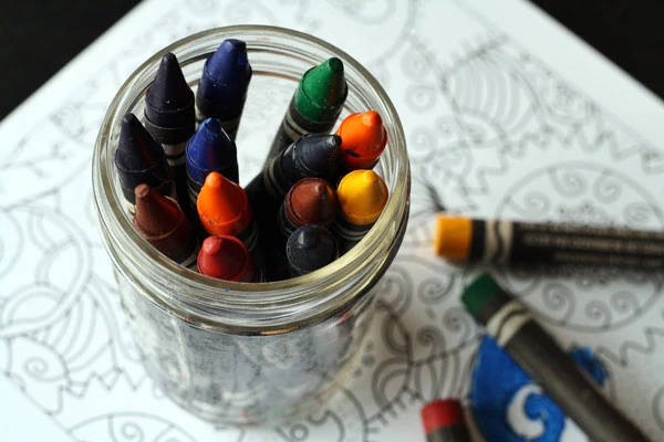 crayons and a coloring book