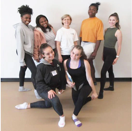 Dance students and faculty member