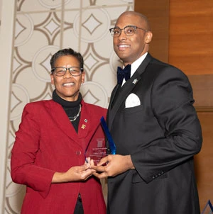 Dr. Cedric Howard and Dr. Bette Simmons, NASPA Foundation board chair.