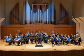 New Horizons band performing on King Concert Hall stage